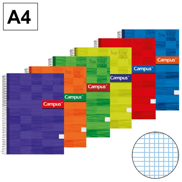 BLOC ESPIRAL TAPA EXTRADURA CAMPUS A4 80 HOJAS 90 GRAMOS MILIMETRADO