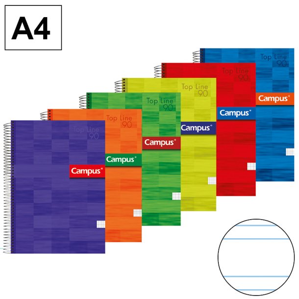 BLOC ESPIRAL TAPA EXTRADURA CAMPUS A4 80 HOJAS 90 GRAMOS PAUTA 2,5 MM.