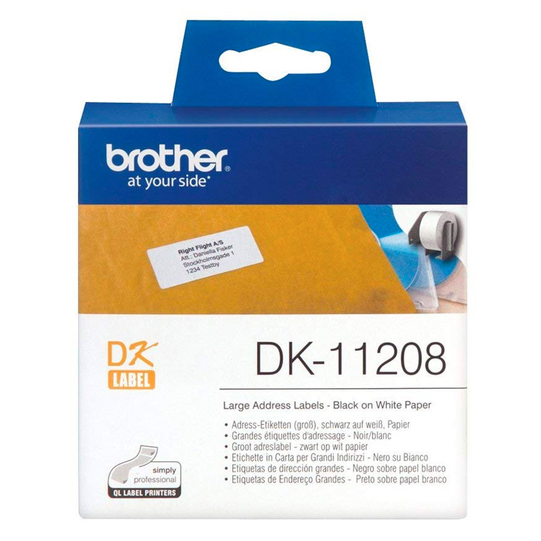 ETIQUETAS BROTHER DL11208 38X90 MM DIRECIONES GRANDES 400 UNIDADES