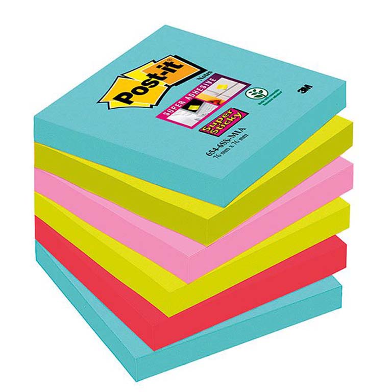 BLOC NOTAS ADHESIVAS QUITA Y PON POST-IT 76MMX76MM COSMIC 540 HOJAS