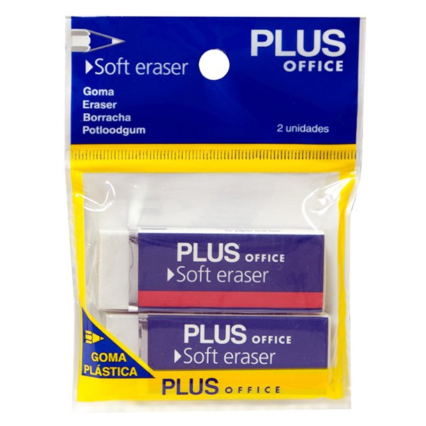 GOMA DE BORRAR PLUS OFFICE SOFT BORRADOR US20 BLANCO BLÍSTER /2 UD.