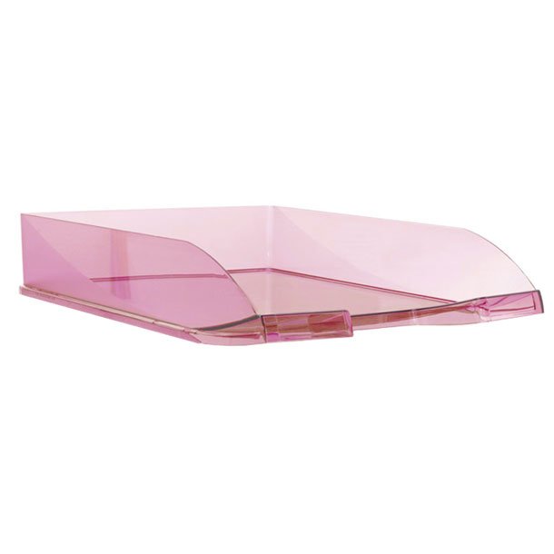 BANDEJA SOBREMESA PLASTICO PLUS OFFICE 256X348X66 MM COLOR ROSA TRASLUCIDO