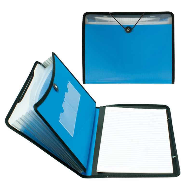 CARPETA PLUS OFFICE CLASIFICADORA 6 SEPARADORES A4 LUXE CON GOMA ELÁSTICA COLOR AZUL