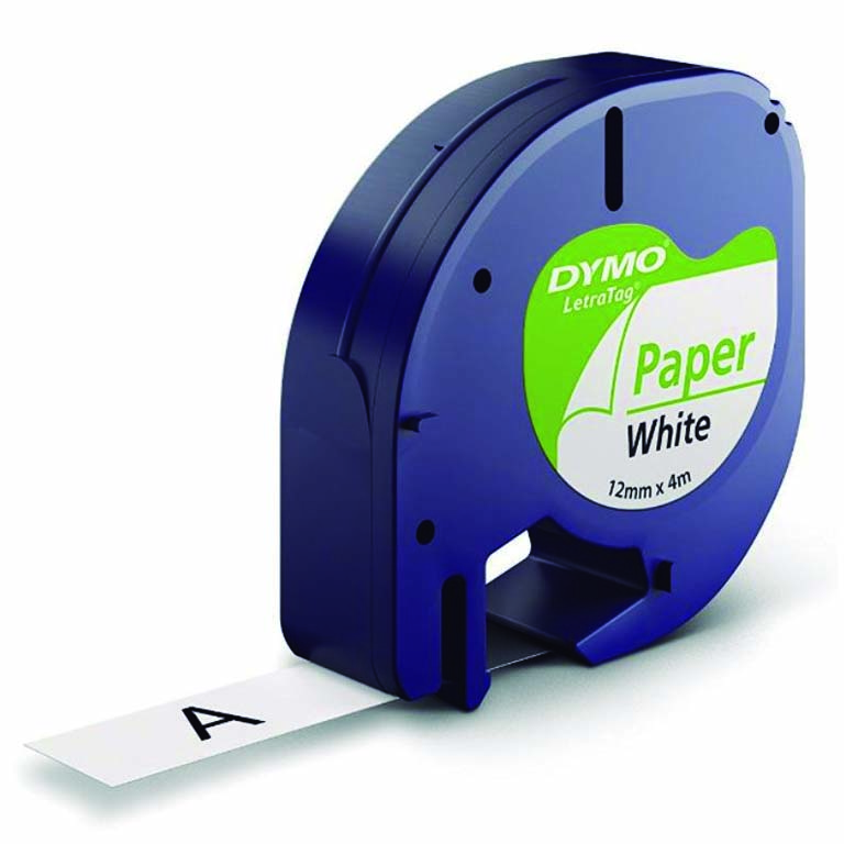 CINTA DYMO LETRATAG PAPEL 12MM X 4M NEGRO BLANCO