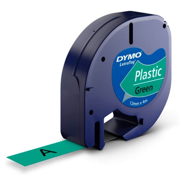 CINTA DYMO LETRATAG PÁSTICO 12MM X 4M NEGRO VERDE