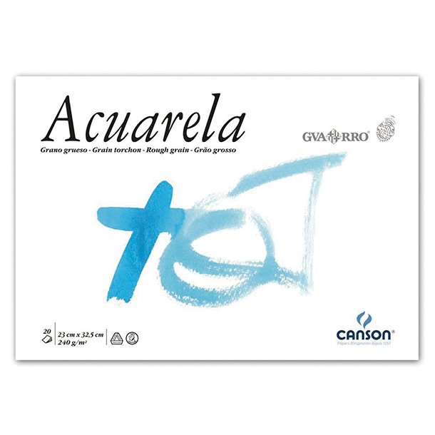 BLOC ACUARELA CANSON GUARRO A4+ 230X325 MM ENCOLADO 20 HOJAS 240 GRAMOS