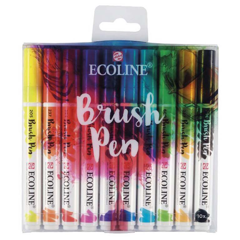 ROTULADOR BRUSH PEN SET 10 COLORES PUNTA PINCEL ACUARELABLE