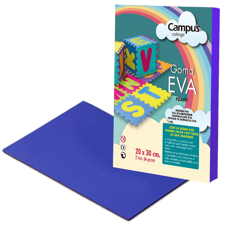 GOMA EVA CAMPUS COLLEGE 2MM COLOR AZUL 200X300 MM