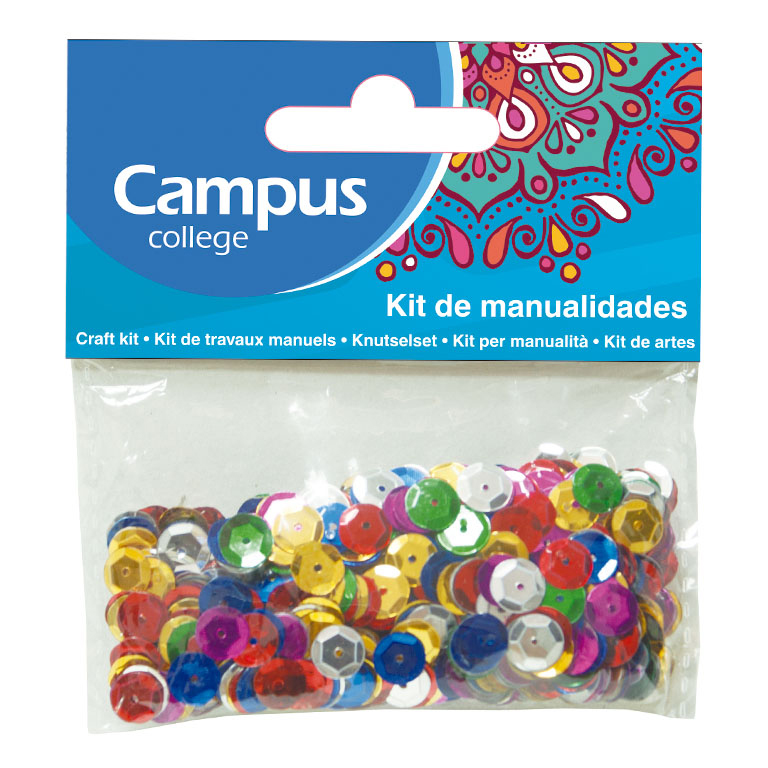 SET MANUALIDADES CAMPUS COLLEGE LENTEJUELAS COLORES 9 MM.