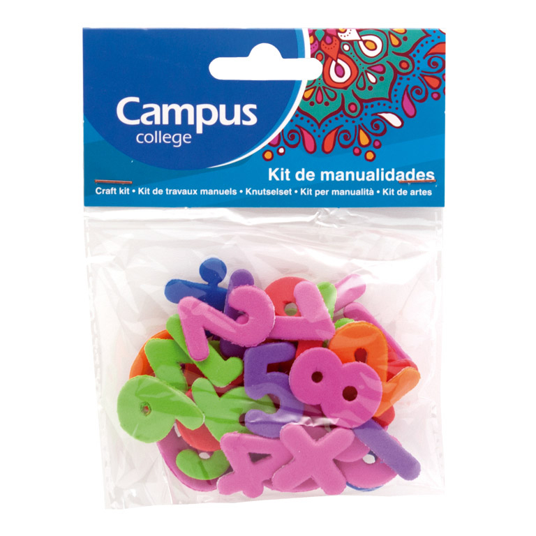 SET MANUALIDADES CAMPUS COLLEGE NÚMEROS GOMA EVA 30 NUMEROS