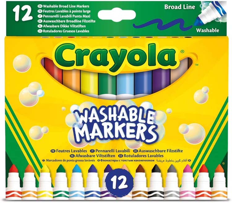 ROTULADORES SUPER LAVABLES 12 COLORES MAXI PUNTA CRAYOLA
