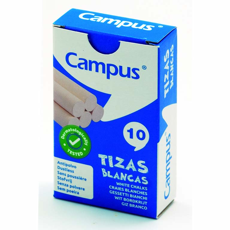 TIZAS CAMPUS REDONDA ANTIPOLVO BLANCAS CAJA 10 UNIDADES