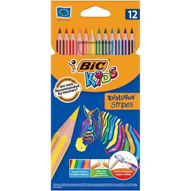 LAPICERO DE COLORES BIC EVOLUTION STRIPES 12 COLORES
