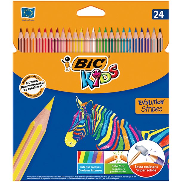 LAPICERO DE COLORES BIC EVOLUTION STRIPES 24 COLORES