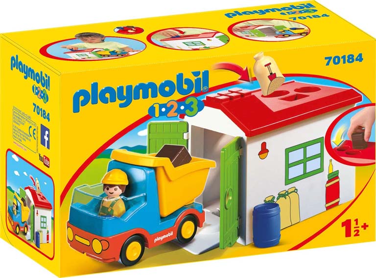 PLAYMOBIL 1.2.3 DUMP TRUCK CAMION VOLQUETE CON COCHERA